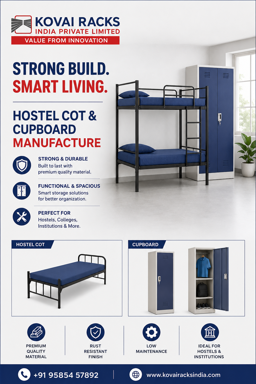 Hostel Cot & Cupboard Racks